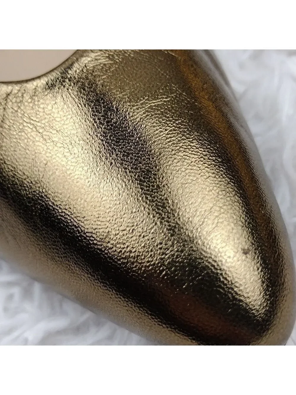 Etienne Aigner Gail Gold Leather  Pointed-Toe Skinny Heel Slip On Pump Shoe